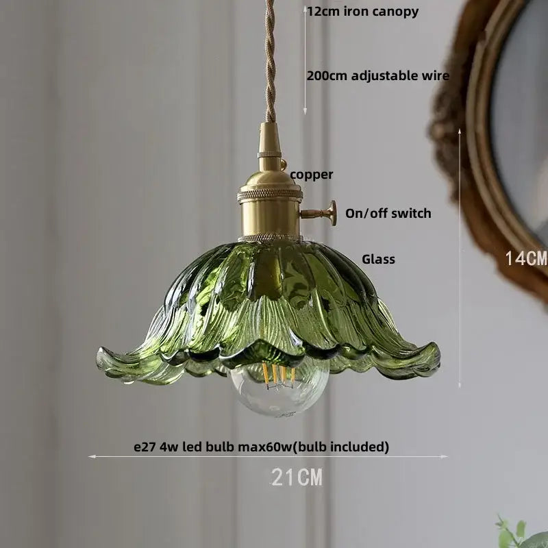 Modern ribbed blue glass pendant light with delicate green glass and copper fixture for dining room decorbites blue glass led