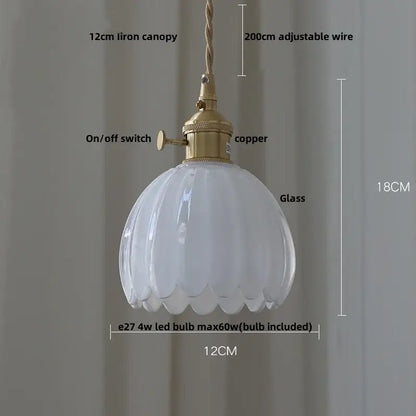 A white ribbed glass pendant light with brass copper fixture and adjustable wire suspension for modern decorbites blue glass use