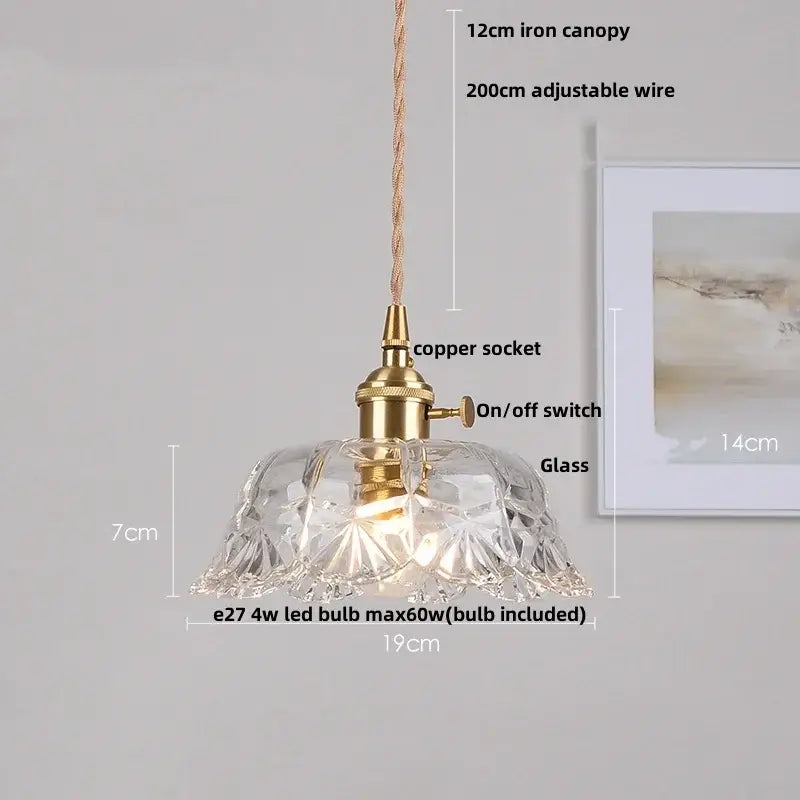 Modern ribbed clear glass pendant light with brass copper socket and switch decorbites clear glass light fixture