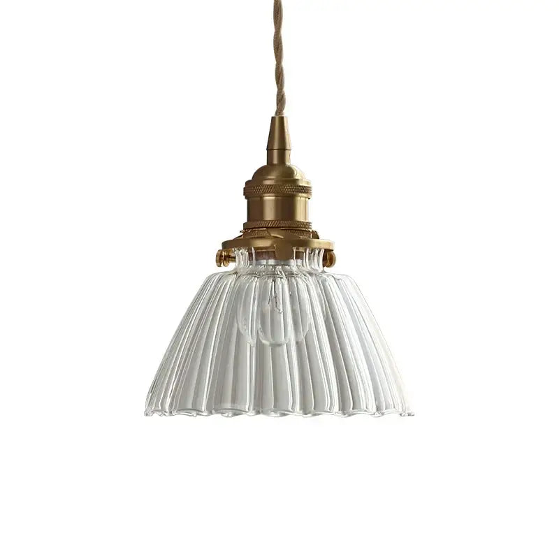 Modern ribbed clear glass pendant light with brass metal fixture and twisted cord for kitchen decorbites clear glass lighting
