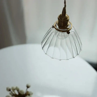 Modern ribbed clear glass pendant light with brass fixture features fluted clear glass decorbites clear glass nordic design
