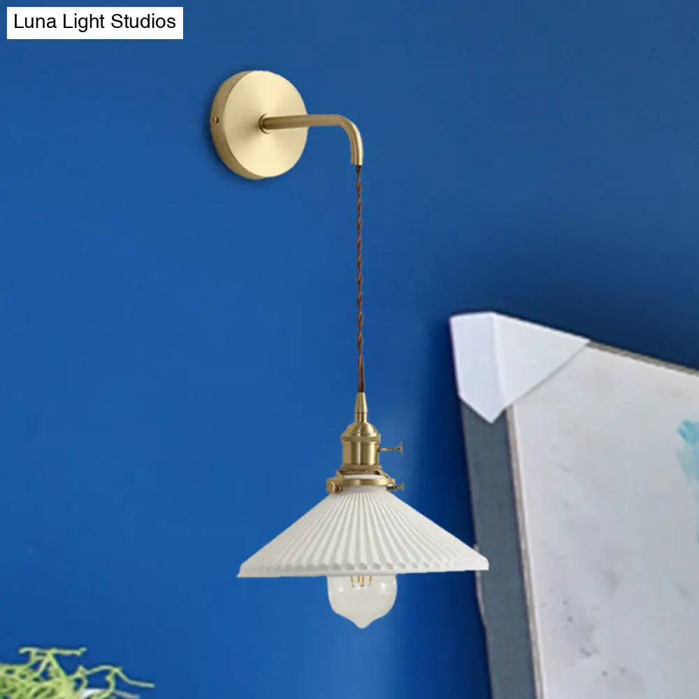DecorBites™ DecorBites™ Modern Ribbed Cone Sconce Light in White - Stylish Hanging Wall Lamp for Corridor