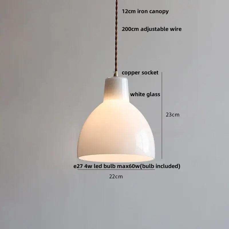 Modern ribbed copper white glass pendant lamp with white glass shade, 12cm iron canopy, and adjustable wire for decorbites copper white interior decor