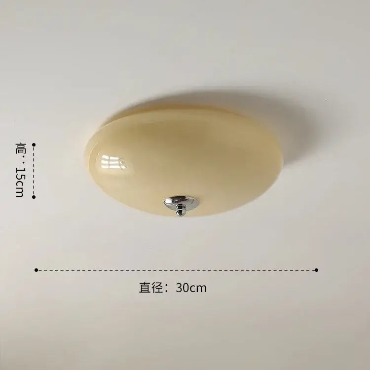 Modern ribbed cream glass round ceiling light with cream-colored oval shade and polished chrome fixture for bedroom decorbites ceiling lights