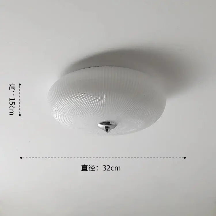 Modern ribbed cream glass round ceiling lights with rounded white frosted glass and chrome fixture for bedroom decorbites cream glass