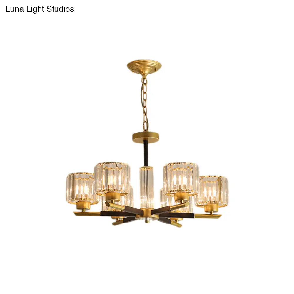 Lámpara colgante moderna de cristal cilíndrico acanalado - Kit de lámpara colgante para dormitorio de 3/6/8 luces