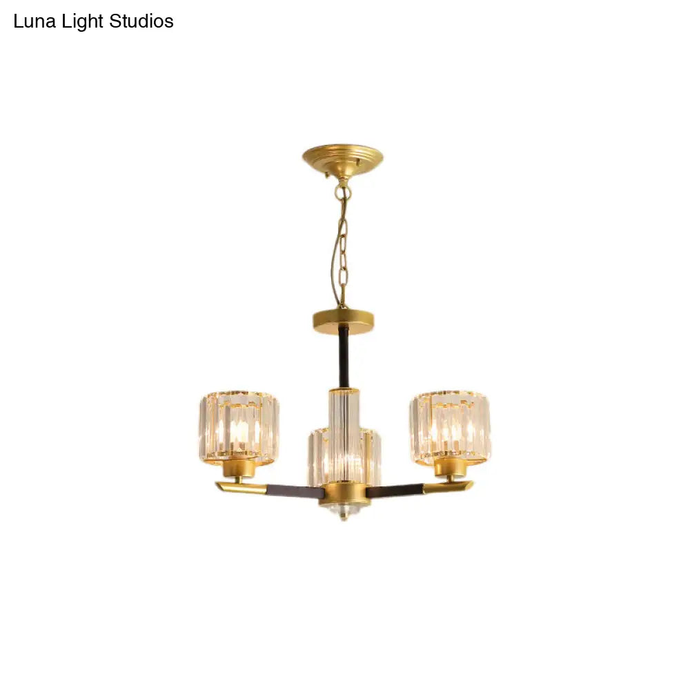 Lámpara colgante moderna de cristal cilíndrico acanalado - Kit de lámpara colgante para dormitorio de 3/6/8 luces