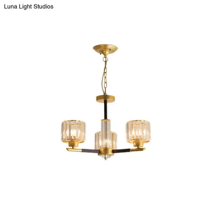 Lámpara colgante moderna de cristal cilíndrico acanalado - Kit de lámpara colgante para dormitorio de 3/6/8 luces