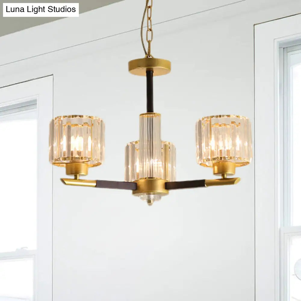 Lámpara colgante moderna de cristal cilíndrico acanalado - Kit de lámpara colgante para dormitorio de 3/6/8 luces