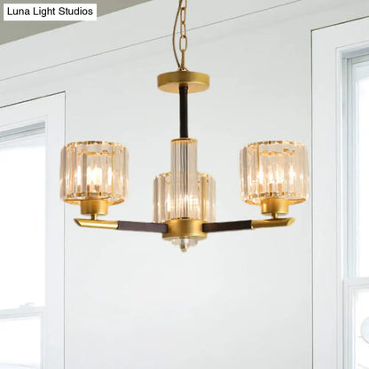Lámpara colgante moderna de cristal cilíndrico acanalado - Kit de lámpara colgante para dormitorio de 3/6/8 luces