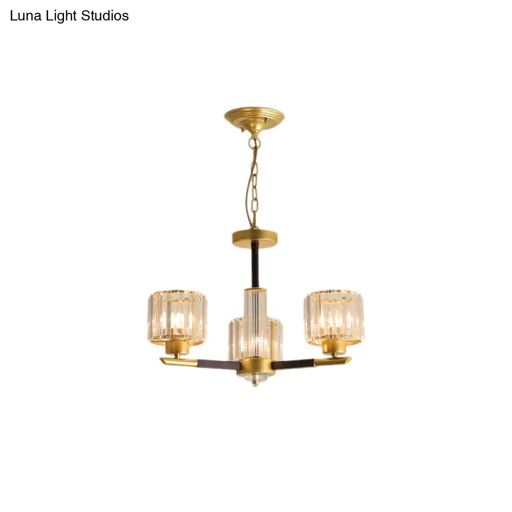 Lámpara colgante moderna de cristal cilíndrico acanalado - Kit de lámpara colgante para dormitorio de 3/6/8 luces