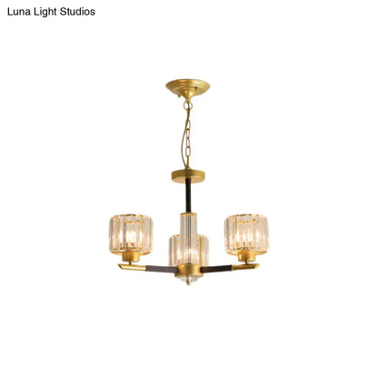 Lámpara colgante moderna de cristal cilíndrico acanalado - Kit de lámpara colgante para dormitorio de 3/6/8 luces