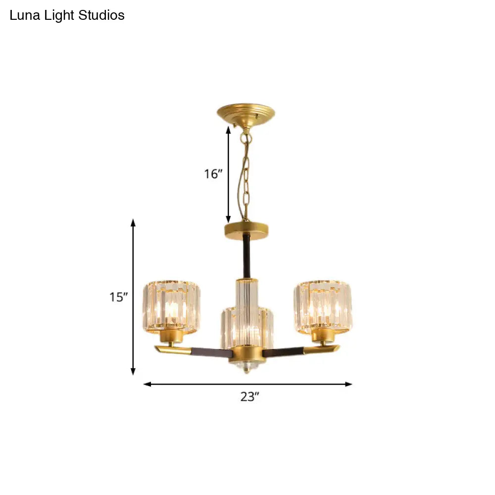 Lámpara colgante moderna de cristal cilíndrico acanalado - Kit de lámpara colgante para dormitorio de 3/6/8 luces