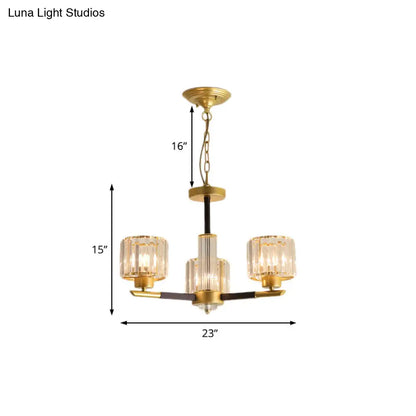 Lámpara colgante moderna de cristal cilíndrico acanalado - Kit de lámpara colgante para dormitorio de 3/6/8 luces