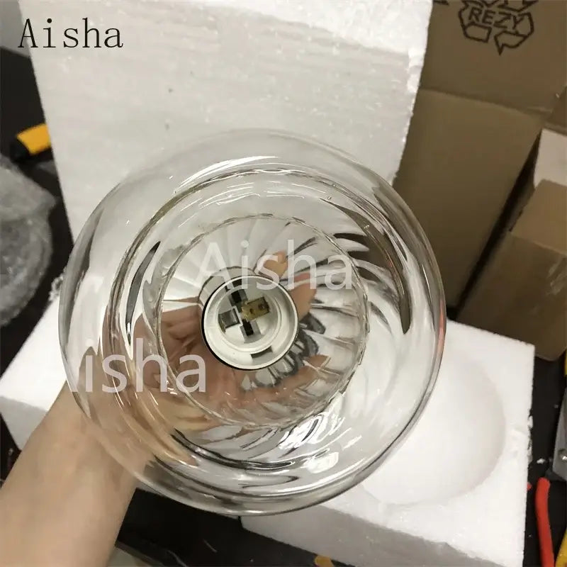 Modern ribbed clear glass ball led pendant light with frosted interior and e27 socket for pendant lights decorbites glass ball