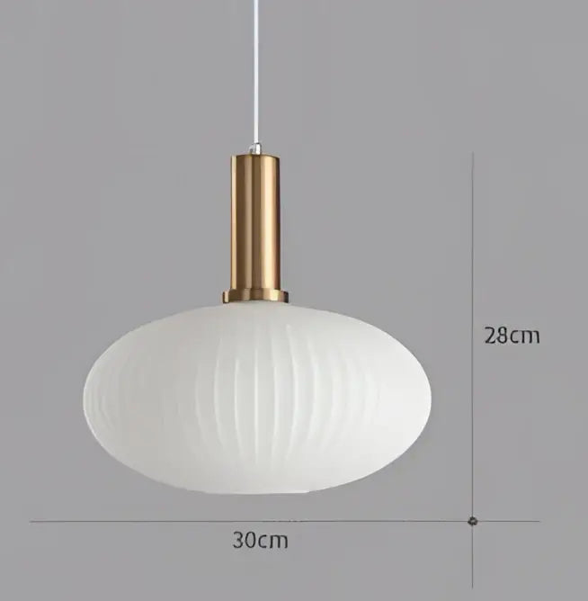 White ribbed glass pendant light with brass-finished metal fixture for modern colorful led light chandeliers