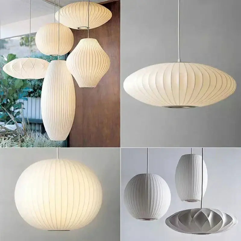 Cream-colored ribbed paper pendant lamp with modern organic design for decorbites elegant silk designer living room decor