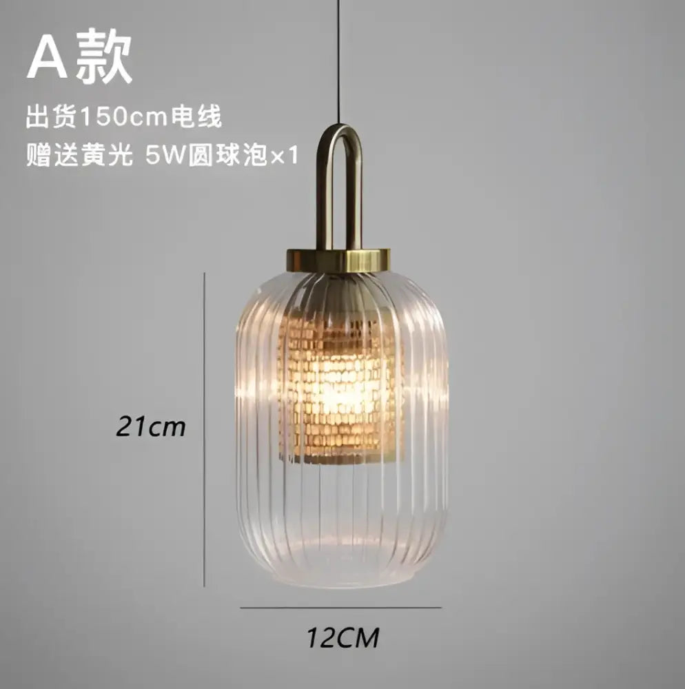 Modern ridged clear glass pendant lamp with vertically ribbed shade and brass hardware for bedroom decorbites clear glass lighting