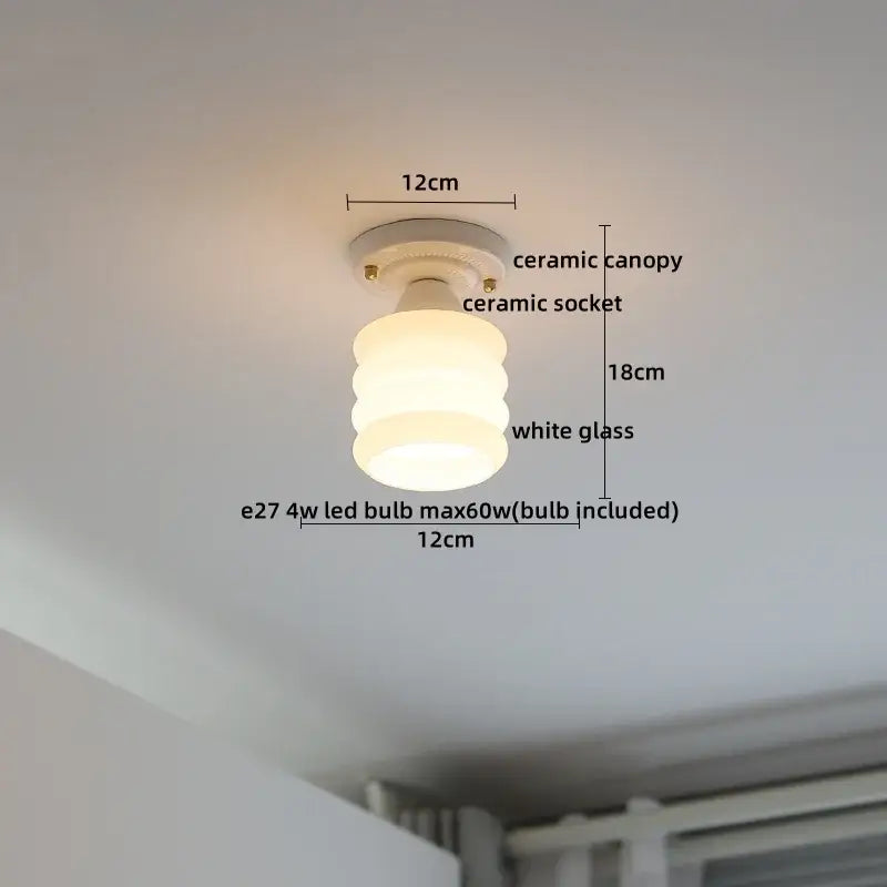 Modern ridged cream ceramic led ceiling light with warm white glass and ceramic canopy for living room decorbites ceramic led