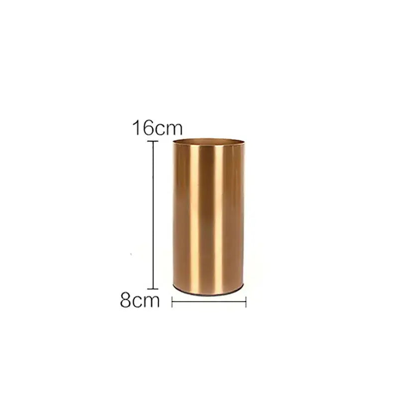 Modern ridged gold plated cylinder vase with brushed gold plated finish and 16cm height for decorbites gold plated decorbites gold plated cylinder vase living room decor