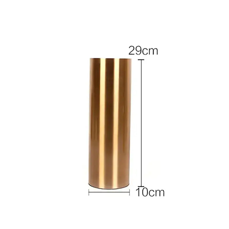 A sleek 29cm tall gold plated cylinder vase with brushed metallic finish for decorbites gold plated living room decor