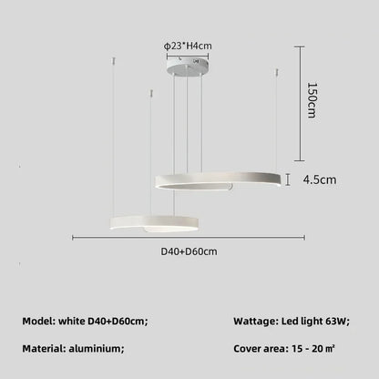 Modern Ring LED Pendant Light in Black or White