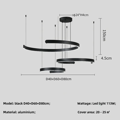 Modern Ring LED Pendant Light in Black or White