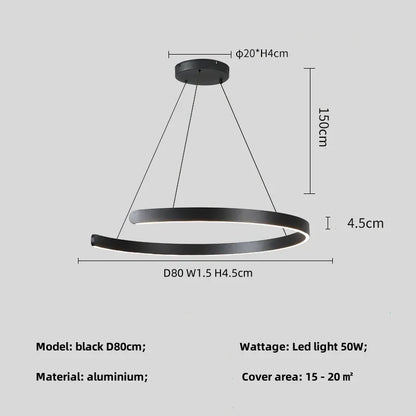 Modern Ring LED Pendant Light in Black or White