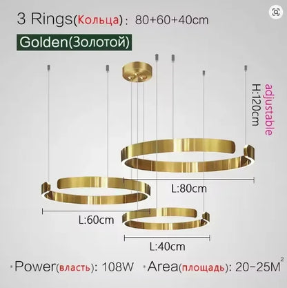 Modern Ring LED Pendant Light in Black or White