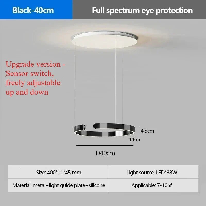 Modern Ring LED Pendant Light in Black or White - Decorbites
