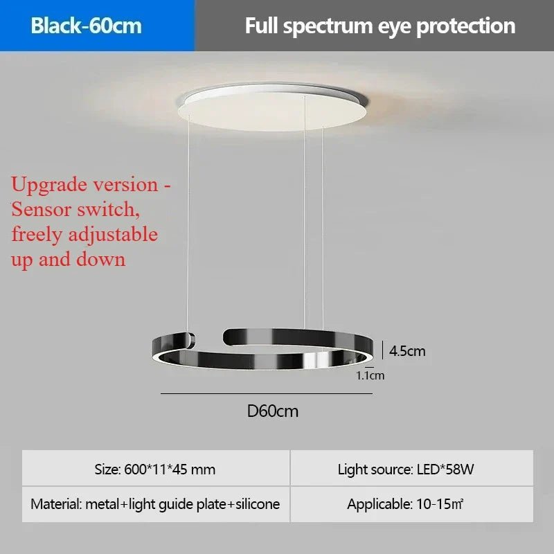 Modern Ring LED Pendant Light in Black or White - Decorbites