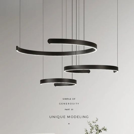 Modern Ring LED Pendant Light in Black or White - Decorbites