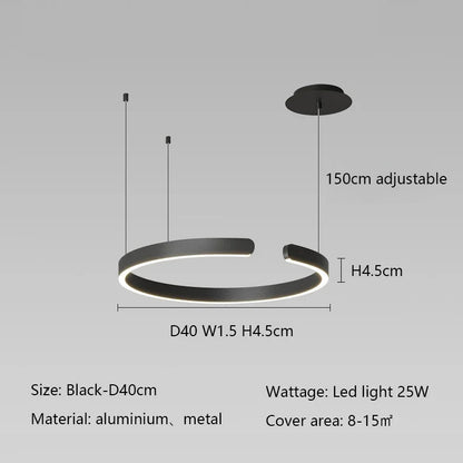 Modern Ring LED Pendant Light in Black or White - Decorbites