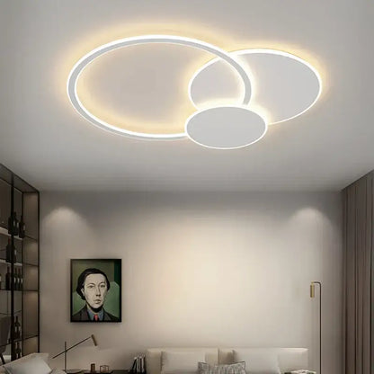 Modern ring led white ceiling light with remote control featuring a sleek white finish and warm ambient glow for living room decorbites led white