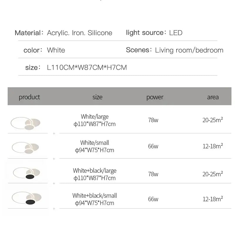 Modern ring led white ceiling light with remote control made of acrylic iron and silicone for living room decorbites led white
