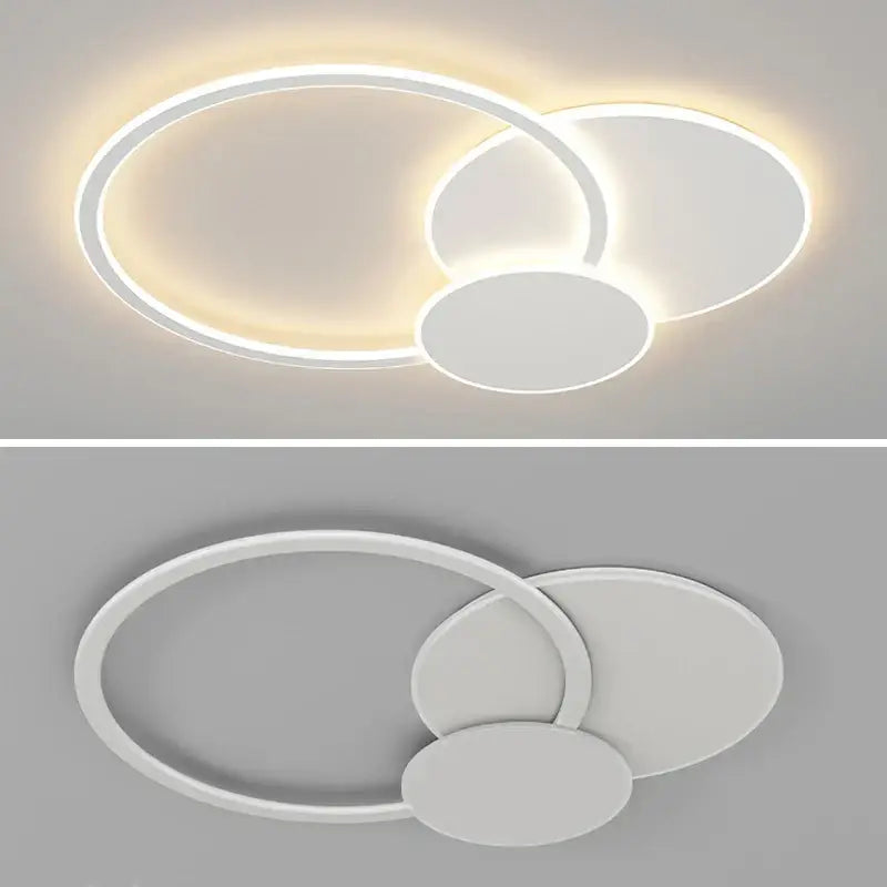 Modern ring led white ceiling light with overlapping circular shapes and remote control for living room decorbites led white ceiling
