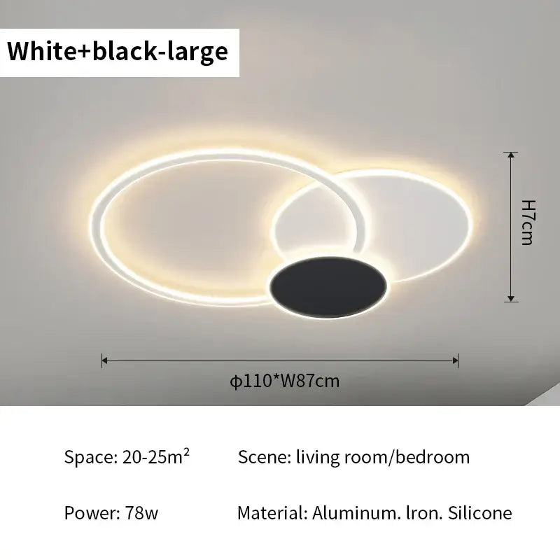 Modern ring led white ceiling light with remote control featuring a sleek black and white circular design for decorbites led white decor
