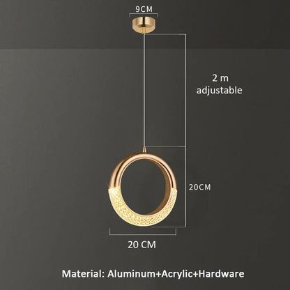 Modern Ring Pendant Light in Acrylic and Plated Metal - Decorbites