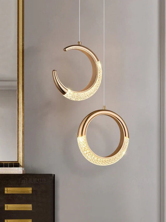 Modern Ring Pendant Light in Acrylic and Plated Metal - Decorbites