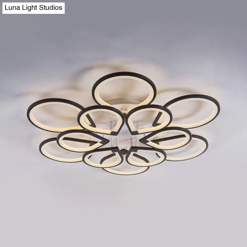 DecorBites™ DecorBites™ Modern Ring Petal LED Ceiling Light in Black - Neutral/Warm/White for Living Room