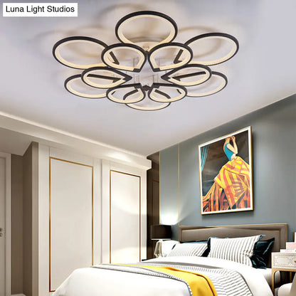 DecorBites™ DecorBites™ Modern Ring Petal LED Ceiling Light in Black - Neutral/Warm/White for Living Room