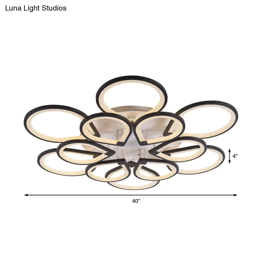 DecorBites™ DecorBites™ Modern Ring Petal LED Ceiling Light in Black - Neutral/Warm/White for Living Room
