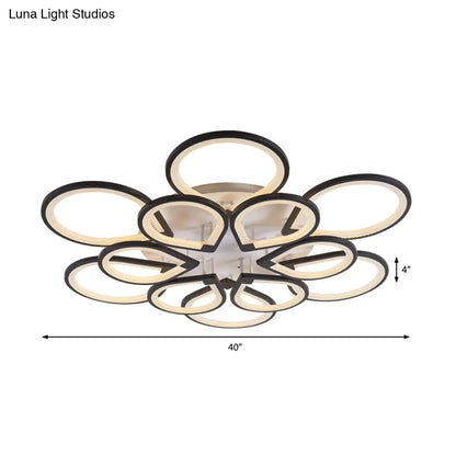 DecorBites™ DecorBites™ Modern Ring Petal LED Ceiling Light in Black - Neutral/Warm/White for Living Room