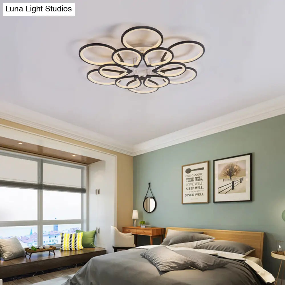 DecorBites™ DecorBites™ Modern Ring Petal LED Ceiling Light in Black - Neutral/Warm/White for Living Room