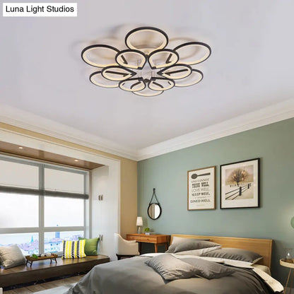 DecorBites™ DecorBites™ Modern Ring Petal LED Ceiling Light in Black - Neutral/Warm/White for Living Room
