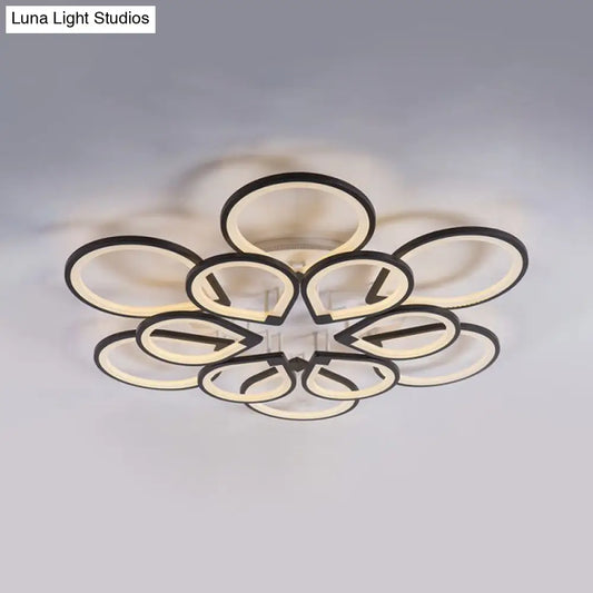 DecorBites™ DecorBites™ Modern Ring Petal LED Ceiling Light in Black - Neutral/Warm/White for Living Room
