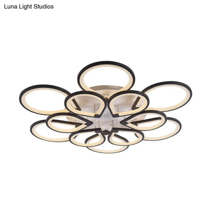 DecorBites™ DecorBites™ Modern Ring Petal LED Ceiling Light in Black - Neutral/Warm/White for Living Room