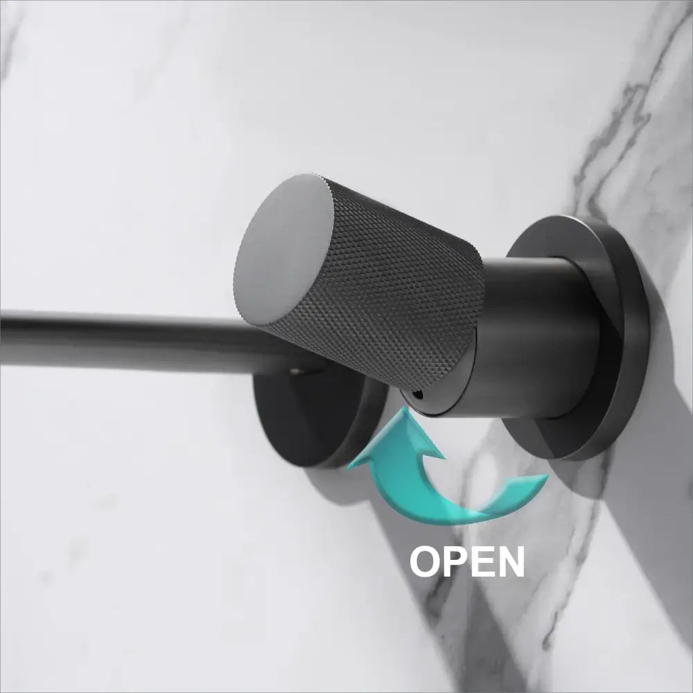 Modern rose gold aitana wall-mounted bathroom faucet with high-quality ceramic valve and black matte towel rack with textured knob