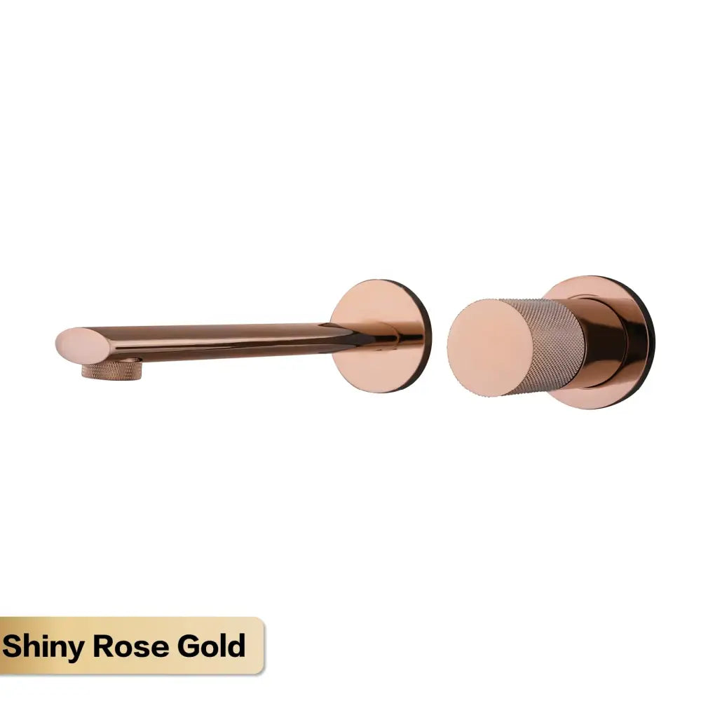 Modern rose gold aitana wall-mounted bathroom faucet with high-quality ceramic valve and textured grip handle design