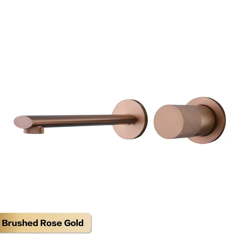 Brushed rose gold aitana wall-mounted towel rack with ceramic valve core featuring textured knobs and smooth plates